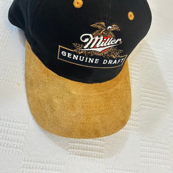 Miller Genuine Draft Snapback Hat Pigskin Suede Brim Logo Masters - Picture 6 of 10